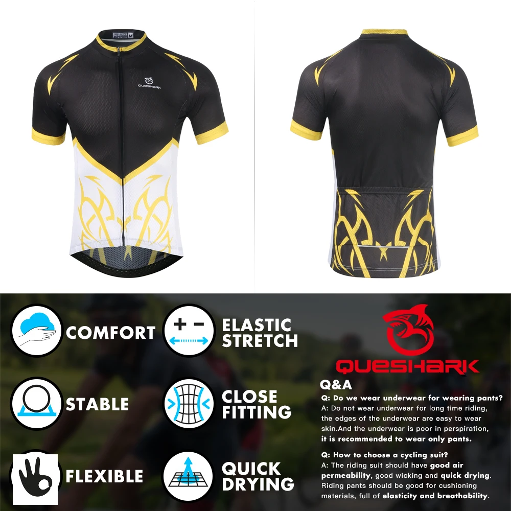 Queshark летние быстросохнущие велосипедные Джерси Набор Майо Ropa Ciclismo гоночная велосипедная одежда мужские MTB Одежда для велоспорта с длинным рукавом набор