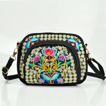 

Chinese style floral shoulder bag women's canvas casual messenger bag national style embroidery handbag