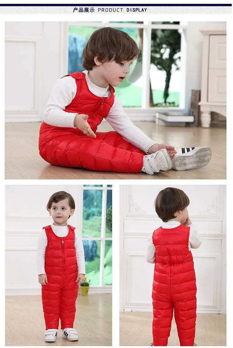 Children's Down Trousers Duck Down Boys Snowsuit Fur Baby Romper Jumpsuit Winter Overalls Thick Overalls Newborns Clothes