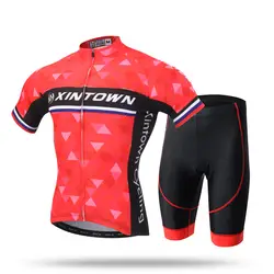 Трикотаж комплект короткий рукав Велоспорт Наборы Pro Team Лето велосипед Красный спортивный Костюмы для Для мужчин