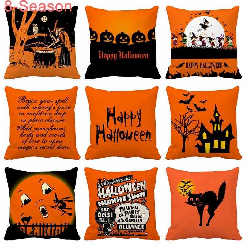 

8-Season 45x45cm Halloween Party Scary Pumpkin PillowCase Cover Pumpkin Ghosts Cushion Cover Halloween Pillows Cases Home Decor