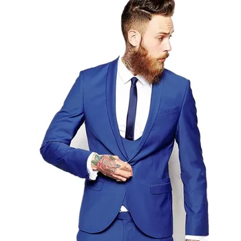 

Custom Made Royal Blue Men Suit men tux Classic Groom Tuxedos Blazer Men Prom Mens Tux Bridegroom (Jacket+ Pant+Vest+Tie)