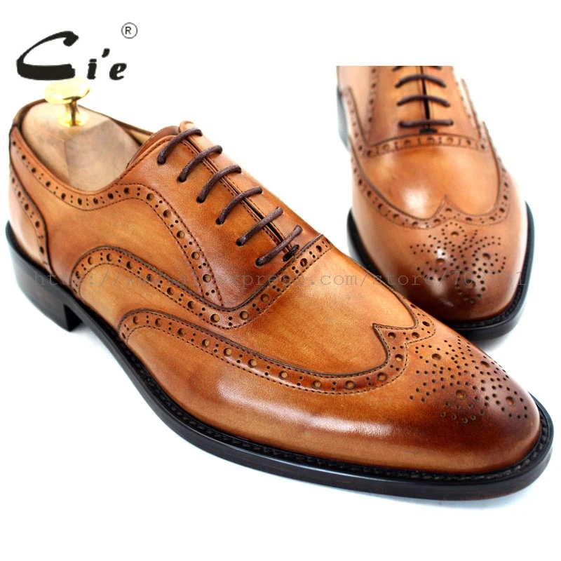 ADHESIVE CRAFT custom handmade genuine calf leather upper inner outsole dress classic men's oxford shoe color brown No.OX208