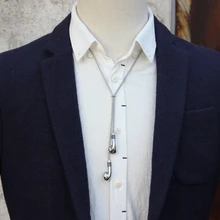 Дизайнер из нержавеющей стали Веревка и подвеска наушник ожерелье Боло для мужчин личность Боло галстук модный аксессуар