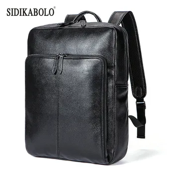

2019 Men Genuine Leather backpack Male laptop casual man Messenger Women Backpack Female Schoolbag Backpacks