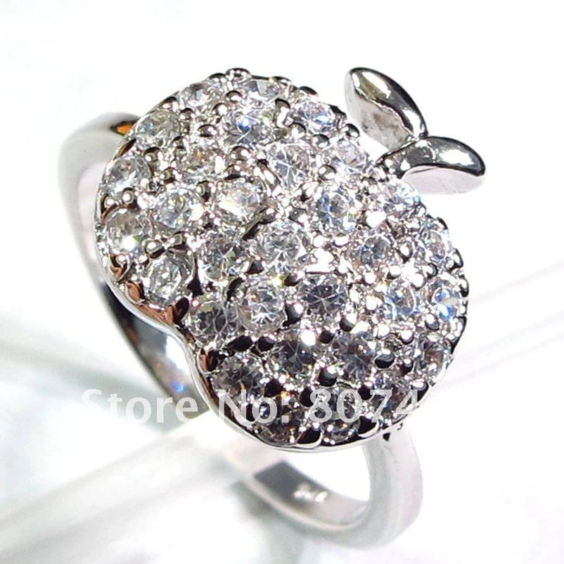 

SHUNXUNZE Wedding rings for women accessories Lovely apple bright little white Cubic Zirconia Rhodium Plated R124 size 6 7 8 9