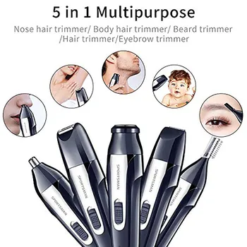 

New Electric Mini 5 In 1 Trimmer Nose hair trimmer Portable Ear Nose Hair Shaver Clipper Waterproof Safe Cleaner Tool for Men