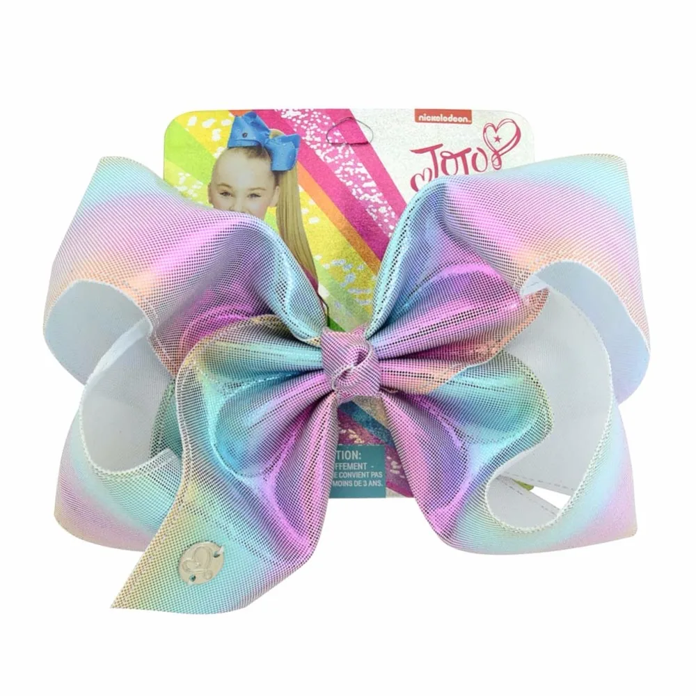 8/"JoJo Hair Bows Clips Grosgrain Mermaid Scales Rainbow Girls Hair Accessories