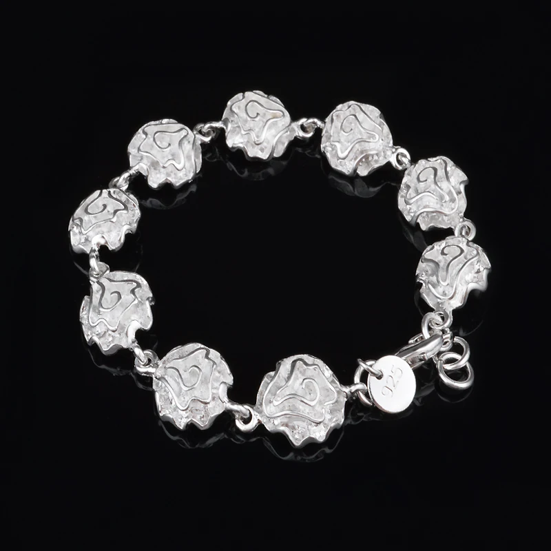 

Charms Bracelet Rose Pendant Bracelets & Bangles For Women 925 Sterling Silver Jewelry Femme Bileklik Pulseira Pulseras love