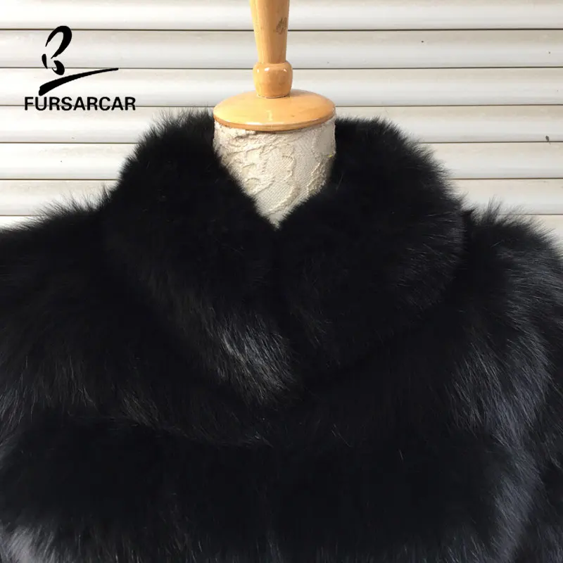FURSARCAR Fashion Luxury Real Fur Coat Women Winter High Quality Short Fox Jacket With Fur Collar Thick Warm Genuine Fur Coats