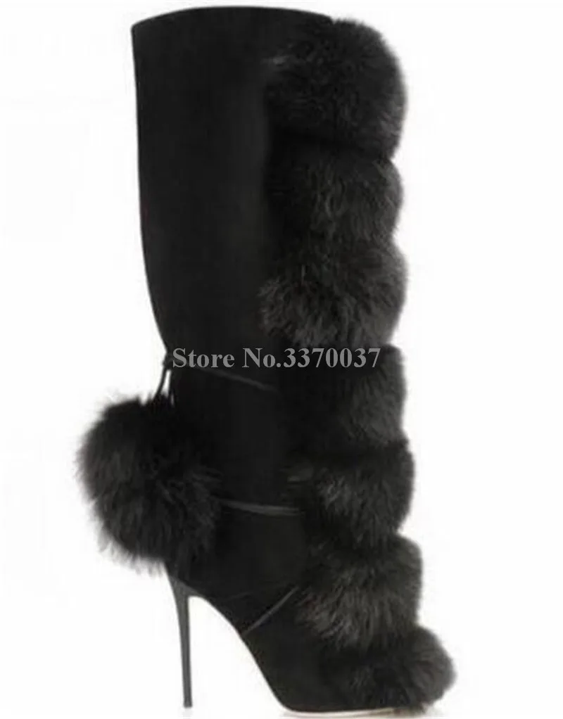 Botas Gruesa Invierno Tacón Negro Mujeres Lace De Alta Soplador Heel Piel Encanto Rodilla Punta Redonda up Thin xwvYCUwq
