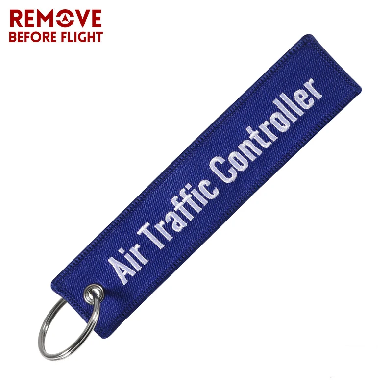

Remove Before Flight ATC Key Chain Jewelry Embroidery Blue Black Air Traffic Controller Key Ring Chain for Fashion Keychains