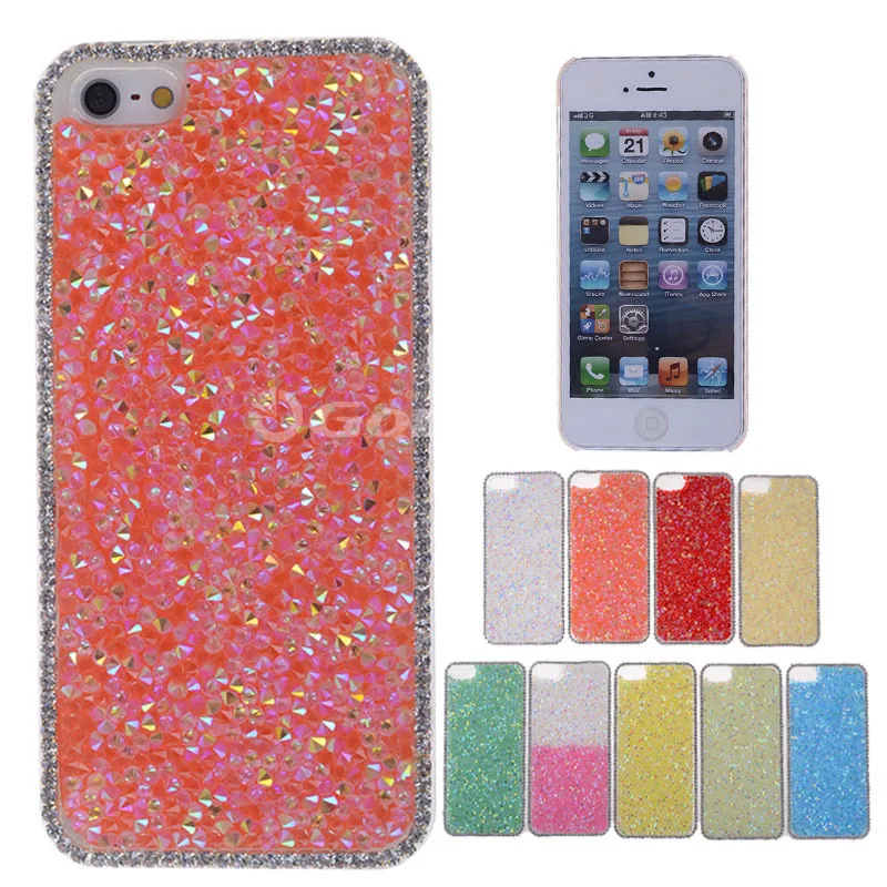 100pcs/lot Free Shipping Clear Sparkling Diamond Bling Rhinestone Crystal Hard Jelly Case Cover for iPhone 5 5S |