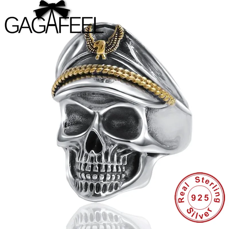GAGAFEEL 100% Настоящее серебро 925 пробы модные кольца с черепом для мужчин и женщин