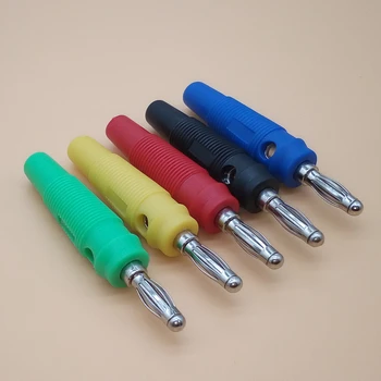 

5Pcs 4mm Solderless Side Stackable Banana Plug Red Black Green Yellow Blue