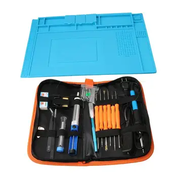 

Yibuy Instrument Repair Kit Anti-Static Silicone Soldering Mat Repair US Plug