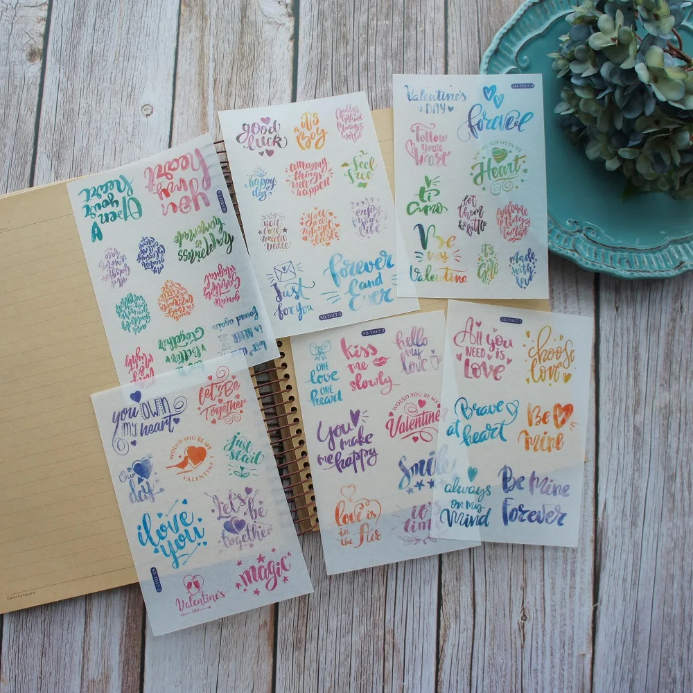 

6 Sheets Say Nice Colorful Things Loudly Design Washi Paper Sticker As Scrapbooking DIY Gift Packing Decoration Tag