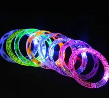 

(12 pieces/lot) Hot LED Colorful Flashing Bracelet Light Blinking Crystal Bracelets party and gifts Free Shipping