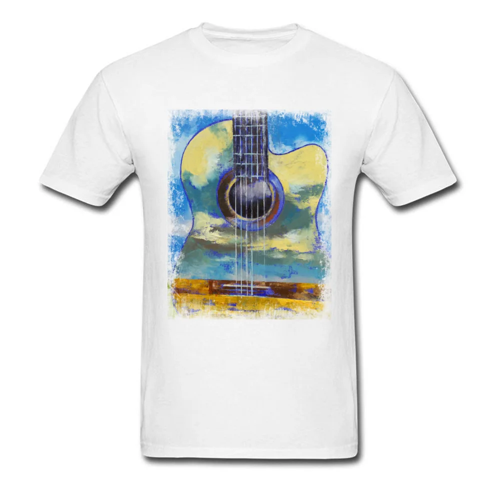 GUITAR CLOUDS On Sale Birthday Tops T Shirt Round Neck VALENTINE DAY Pure Cotton Short Sleeve T-Shirt for Men Custom Tshirts GUITAR CLOUDS white