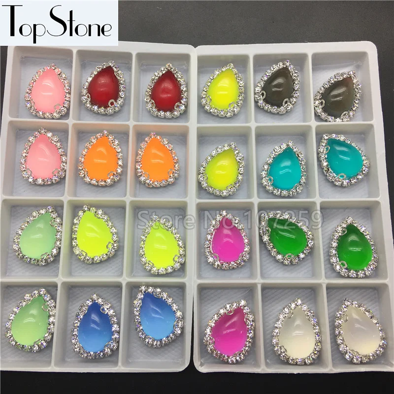 

High Quality 13x18mm Drop Sew On handmade Crystal D Claw Stone Resin Acrylic Opal Rhinestone Droplet Sew On Jewerly Beads