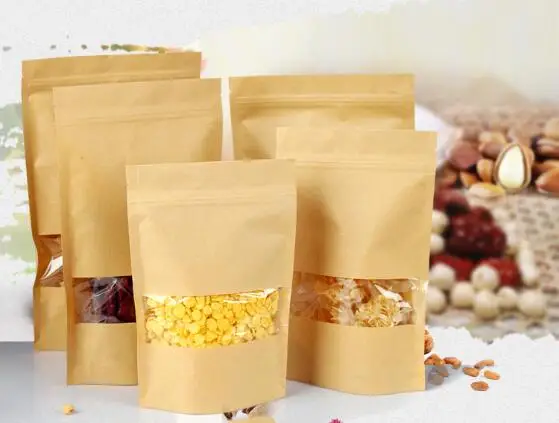Download 12 20cm Stand Up Kraft Paper Zipper Bag With Window 100pcs Lot Chocolate Sugar Ziplock Pouch Resealabel Dustproof Sack Kraft Paper Sacks Paper Sackbags With Aliexpress