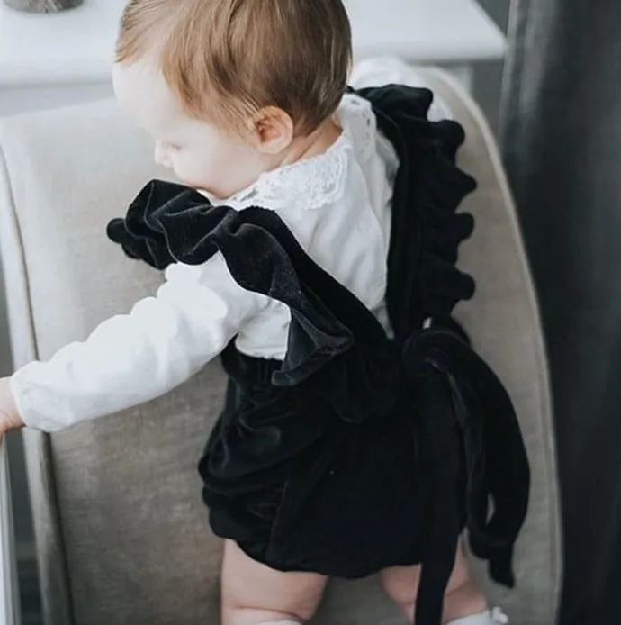 

Babies Velvet Ruffles Rompers Infant Baby Girls Princess Ruffles Jumpsuits 2018 Toddler Spring Summer Clothes Kids Clothing