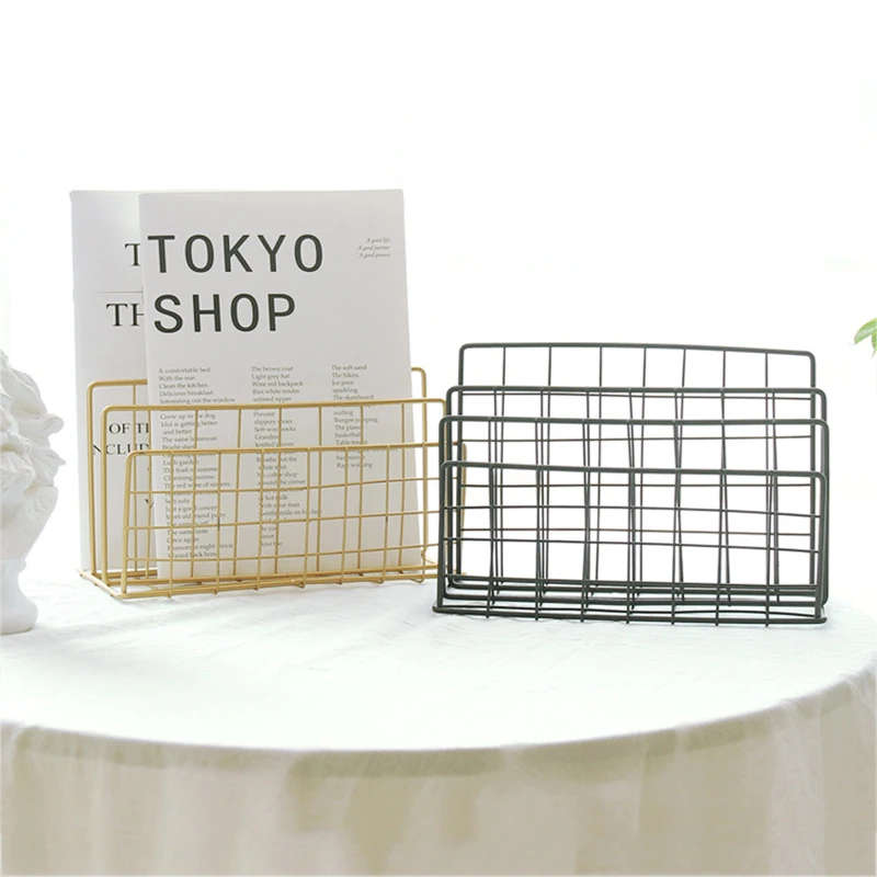 

Nordic Desktop Wrought Iron Bookshelf Magazine Rack Metal Shelf For Book Holder Home Decor Organizer Bookend Display Stand