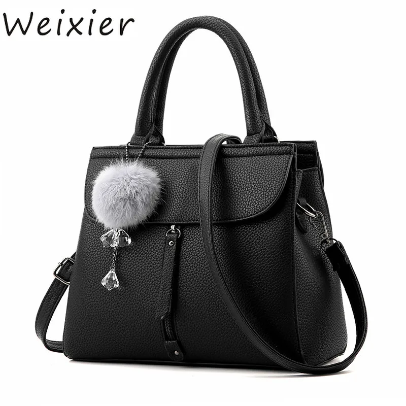 

brand women fur ball ornaments totes zipper medium handbag hotsale lady party purse new shoulder messenger crossbody bags NS-90