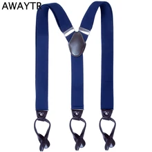 AWAYTR, модные мужские подтяжки, 6 пуговиц, кожаные подтяжки, новинка, Y-Back, Ligas, Tirantes, ремень, подтяжки, 3,5*110 см, аксессуары для брюк