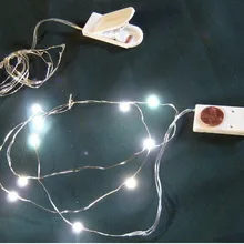 50 шт./лот 10LED гибкие строка свет кнопку Батарея работать серебро Провода ультра тонкий Рождество для рождественской вечеринки Свадьба Декор свет