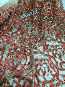 

luxury JIANXI.C-111667 embroidery tulle mesh lace fabric with lots of stones for wedding dress