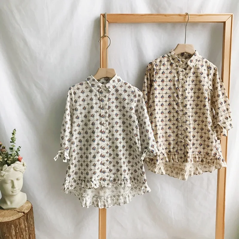 Spring New Arrival korean style cotton shredded chequered long Sleeve all-match princess dress for cute sweet baby girls