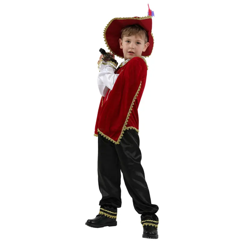 Детский костюм красного средневекового мушкетера греко-римские рыцарь-воин, костюмы для мальчиков на Хэллоуин, карнавальный костюм Mardi Gras