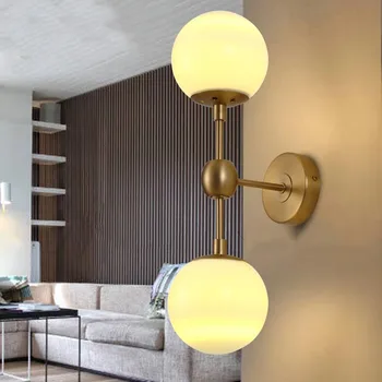 

2 / 3 Heads Modern Gold Body Milky Glass Dining Room Wall Lamp Magic beans Cafe Balcony Lights DNA Glass Light Free Shipping