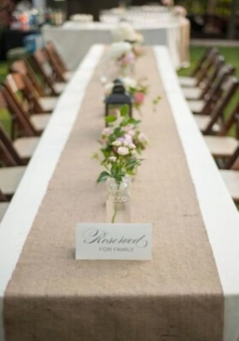 

Rustic Burlap Hessian Table Runner Natural Jute Wedding Table Decoration
