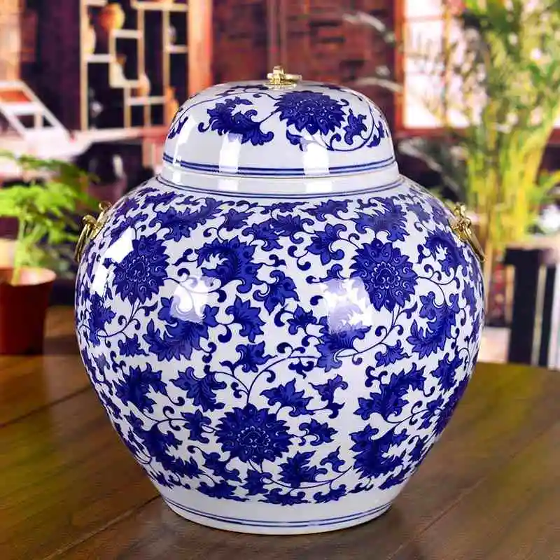 Китайская баночка Jingdezhen античные керамические синие и белые баночки для имбиря