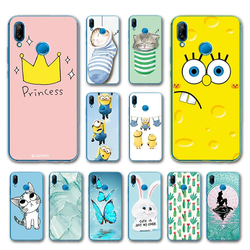 

Phone Bags For Huawei P20 Lite Case Cover Various Animal Cat Dark Silicone Case For Huawei P20 Lite Covers Funda P20Lite 5.84"