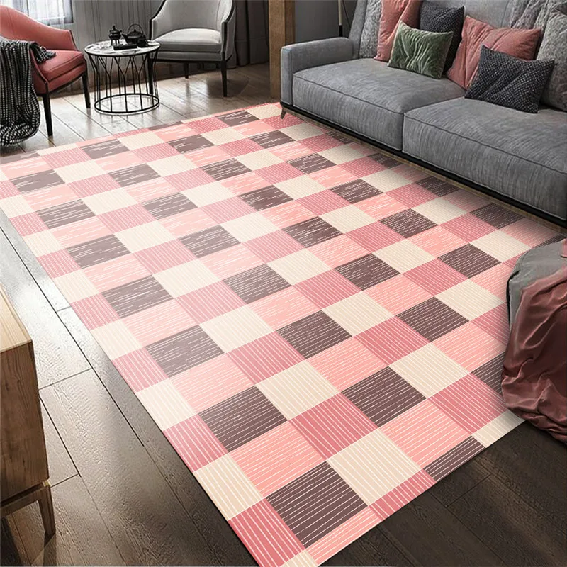 

Geometric abstract living room carpet Nordic modern minimalist light luxury home European coffee table rug anti-slip mat