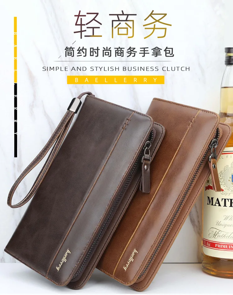 Baellerry мужская сумка-клатч большой емкости мужской бумажник в винтажном стиле Высококачественная ячейка телефон карман кармашек для идентификационной Карты бумажник для мужчин