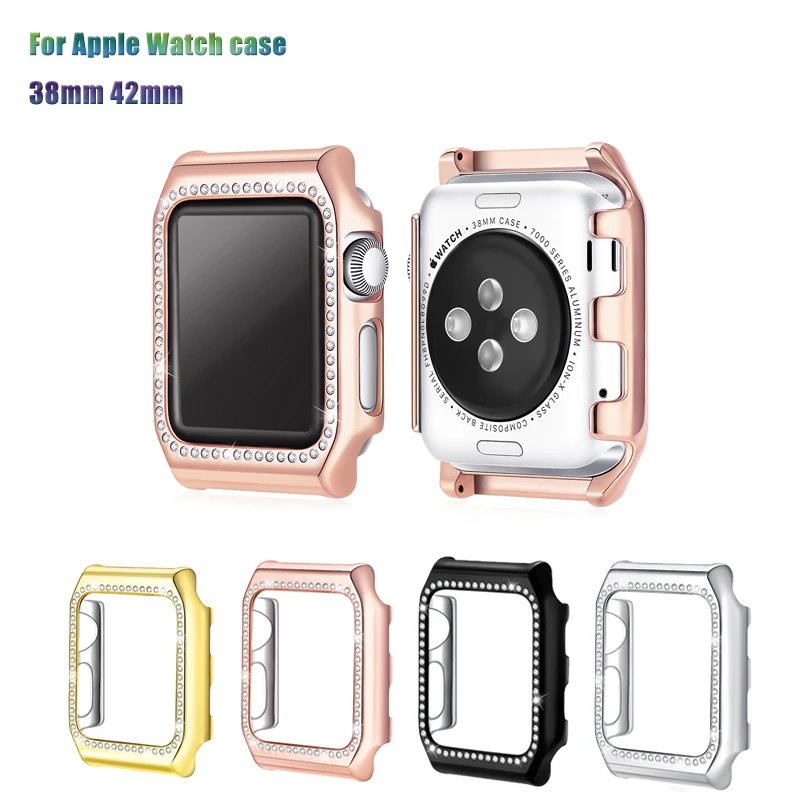 

Crystal Diamonds Case for Apple Watch case 42/38mm PC Frames Bumper Protector Cover iwatch series 3/2/1 men & women watches case
