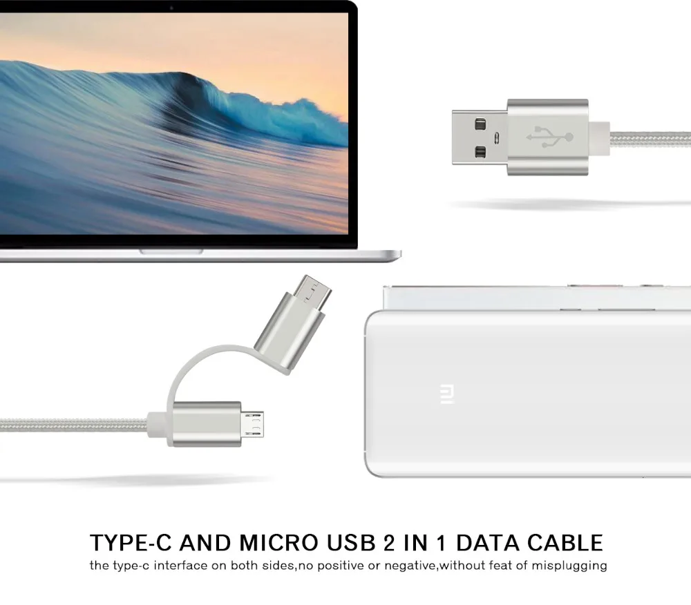 Кабель Micro USB, 2в1, кабель usb type C, быстрое зарядное устройство, дата, USB C, кабель Micro USB для MacBook, Xiaomi, huawei, Android, N061