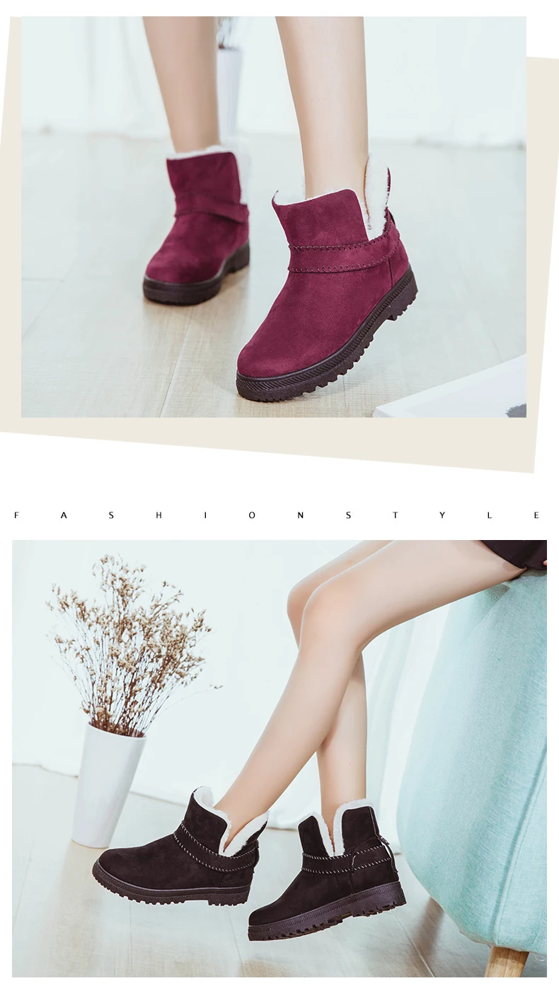 Теплые зимние ботинки; женская обувь на плоской подошве; большие размеры; женские зимние ботинки; зимняя обувь; женские короткие ботильоны; para mulheres