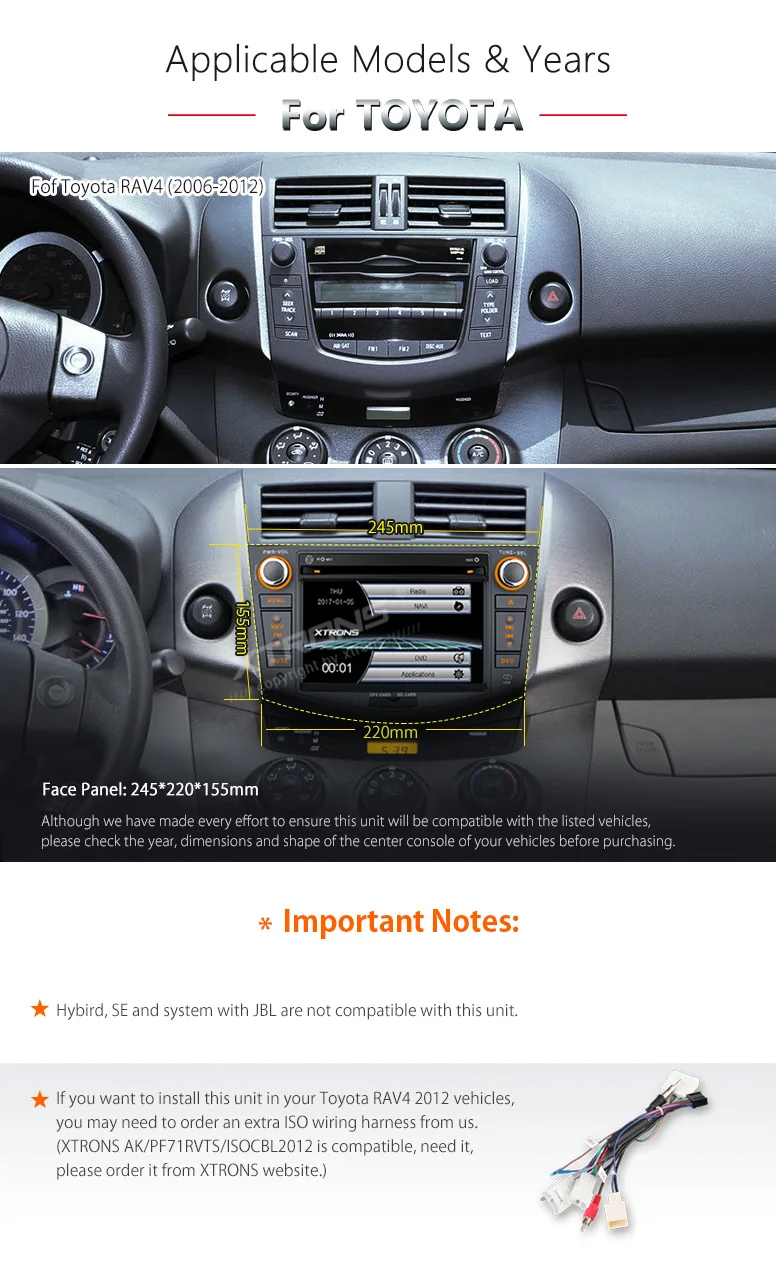 Flash Deal XTRONS 7" HD Touch Screen 2 din Car stereo Radio DVD Player SWC USB SD GPS For Toyota RAV4 2006 2007 2008 2009 2010 2011 2012 2