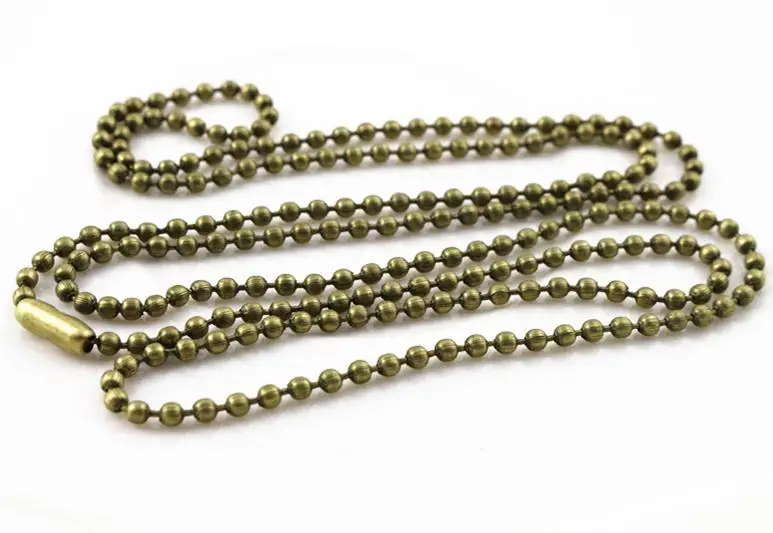 5pcs 2mm Bronze Plated Ball Beads Chain Necklace Bead Connector 65cm(25.5 inch) (Z1 08)in