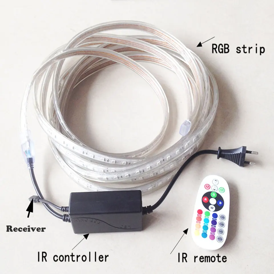 100 м SMD RGB 5050 Светодиодные ленты 220v 230v 240V Водонепроницаемый светодиодный