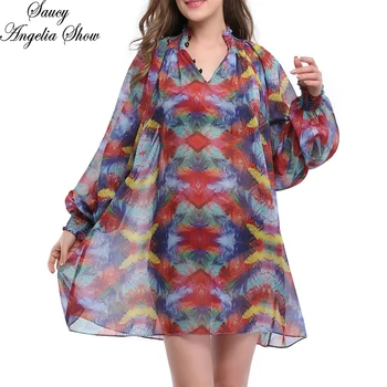 

SAUCY ANGELIA Women Colorful Summer Sun Dress Swimwear Swimsuit Beach Cover Up Print Loose Bathing Suits Bikini Beach Wear S-XL