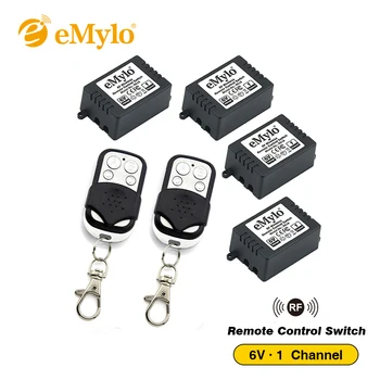 

eMylo RF 5V 6V Smart Switch Wireless Remote Control Light Switch 433Mhz 2X Black&White Color Transmitter 4X 1-Channel Relays 433
