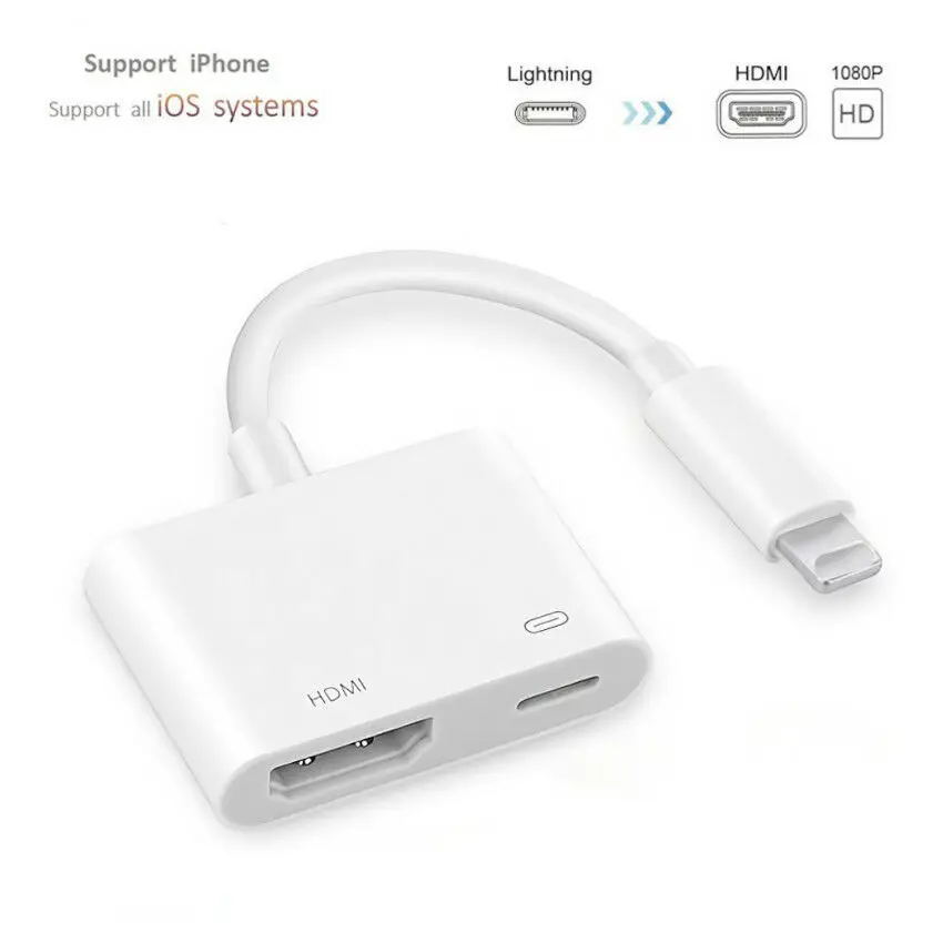 Для Lightning-Digital AV HDMI 4K USB кабель для iPhone-HDMI разъем адаптера 1080P HD адаптеры для iPhone XS X iPad Air 3 - Цвет: Белый