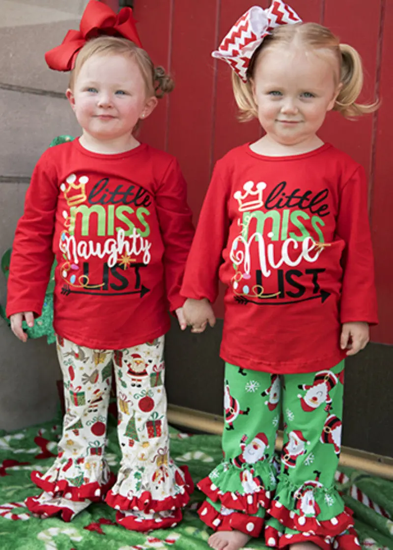 

2Pcs Christmas Toddler Kids Baby Girls Xmas Dot Top Long Pants Outfit Clothes