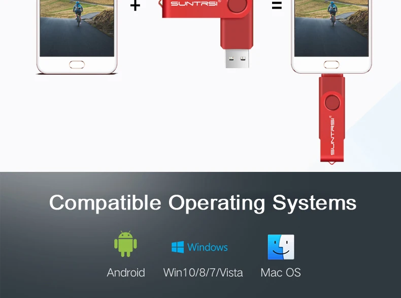 Sunstrsi USB флеш-накопитель 2,0 для Android смартфон 128 ГБ флеш-накопитель 32 Гб OTG металлическая usb флеш-карта 64 Гб usb флешка 16 ГБ логотип на заказ